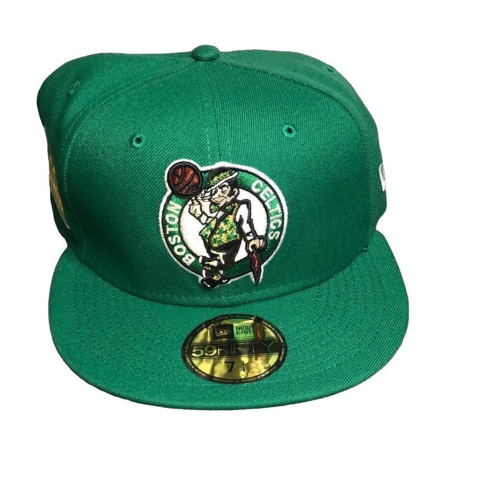 New Era Boston Celtics Pop Citrus Fitted Hat Cap Size 7 3/4
